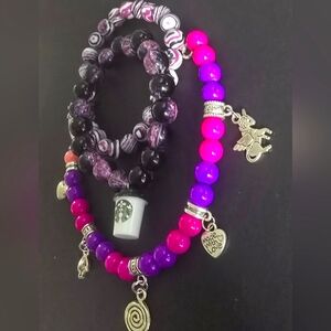 Colorful Beaded Charm Bracelet Set